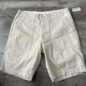 Old Navy Lived-In Straight Shorts Mens Sz 30 9” Inseam Beige Utility Pockets NEW